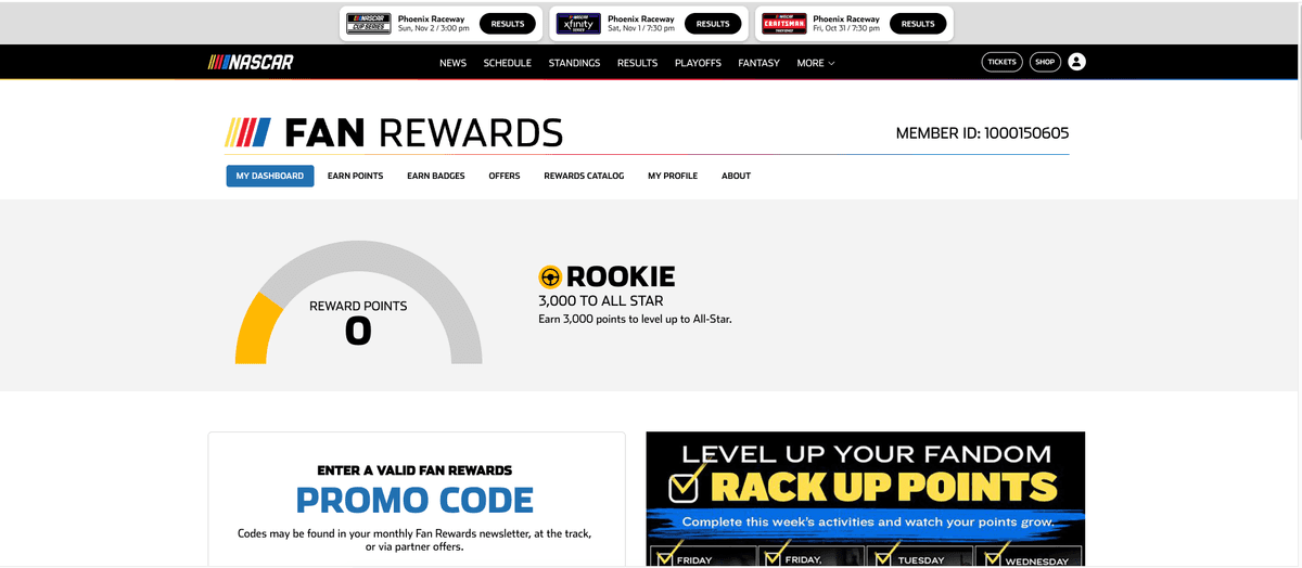NASCAR Fan Rewards Platform