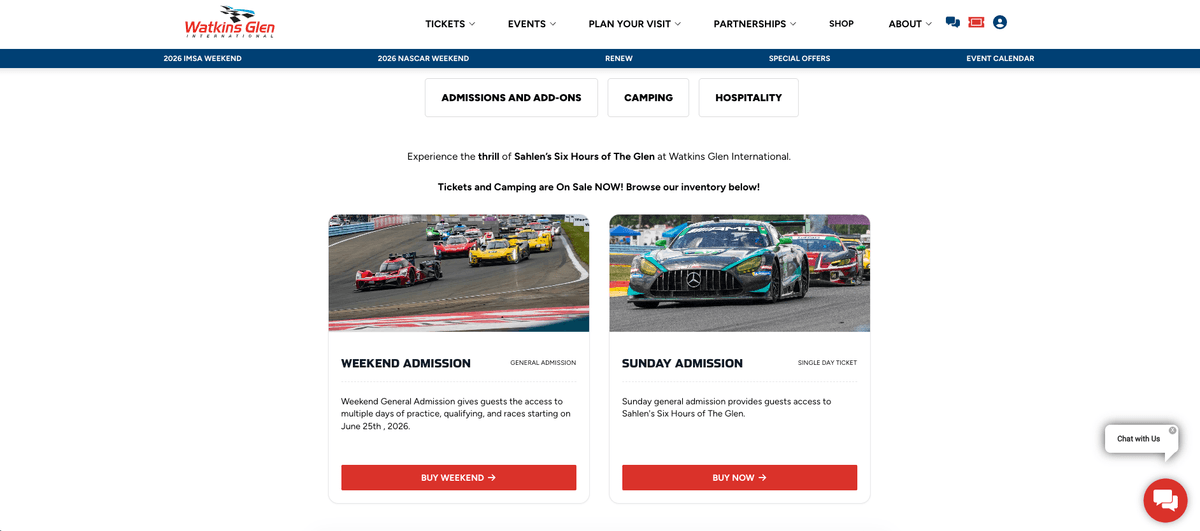 Custom Ticket Option Cards Widget